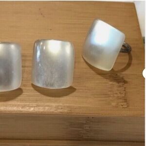 Vintage Sterling Silver Lucite Ring & Earrings Set – Frosted Cabochons, MCM